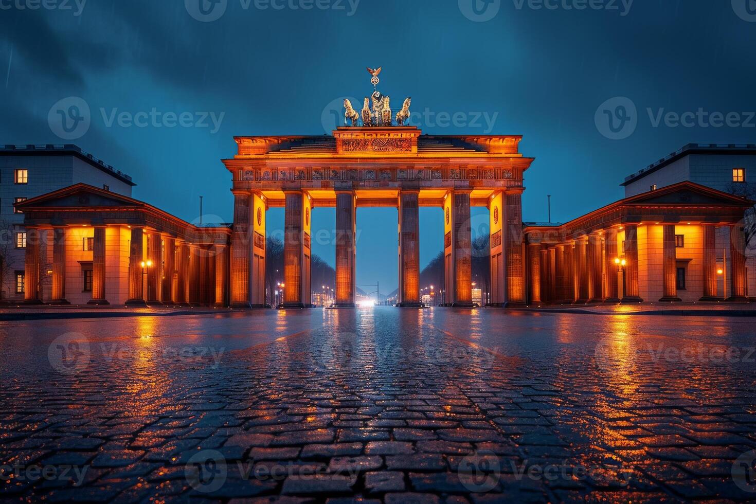 AI generated City skyline of Berlin, where the Brandenburg Gate photo