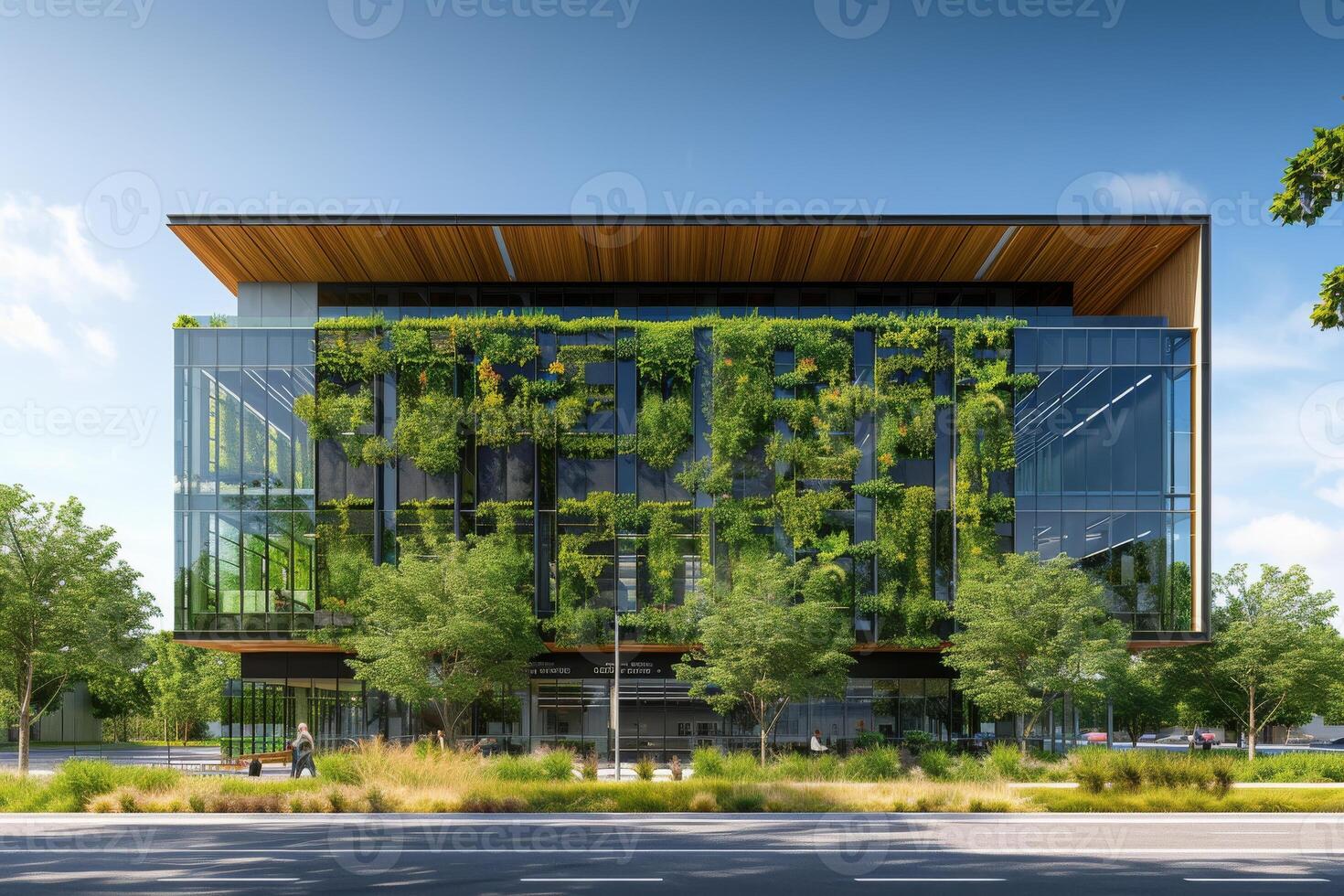 AI generated A net-zero energy office building photo