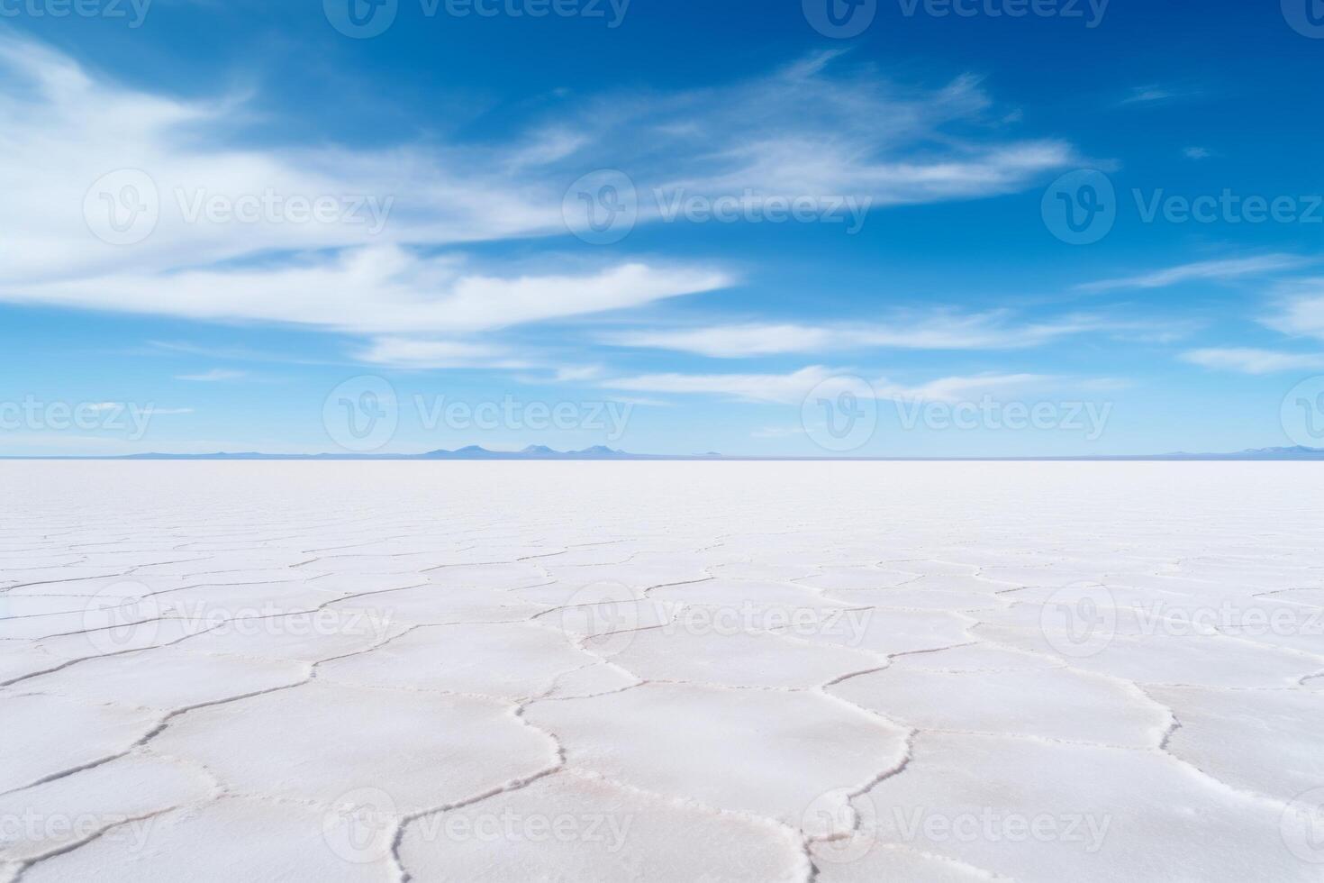 AI generated Vast salt flats extending to the horizon under a clear sky. Generative AI photo