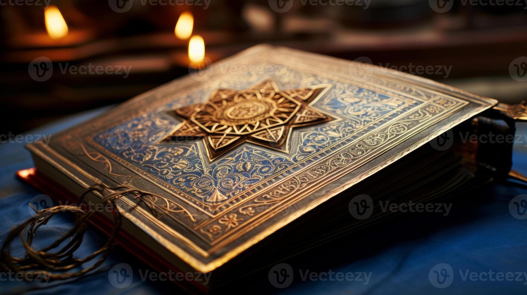 AI generated A close-up of a Shemini Atzeret prayer book, open to a meaningful passage. Generative AI photo