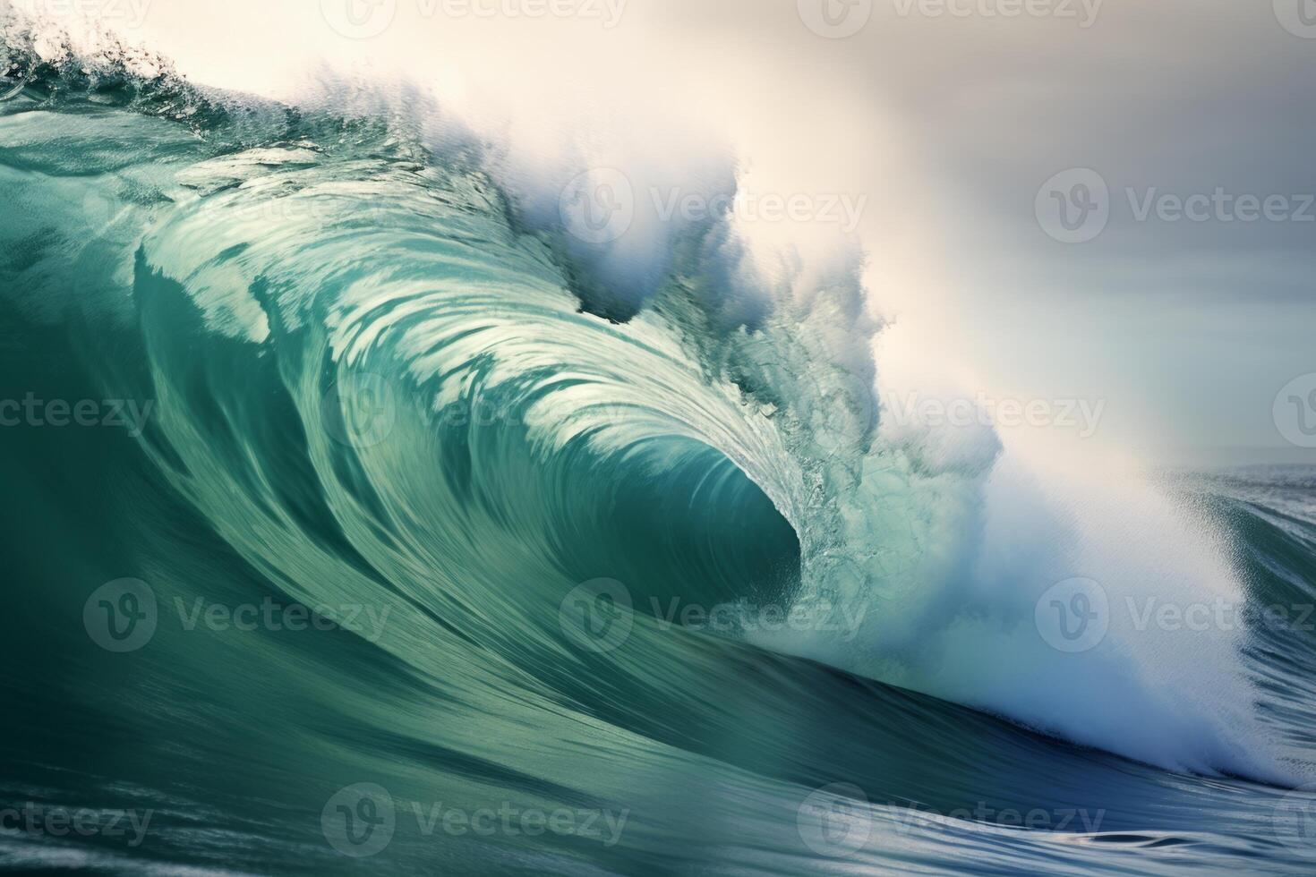 AI generated A dynamic photo of kinetic waves in the ocean, illustrating the power of tides. Generative AI