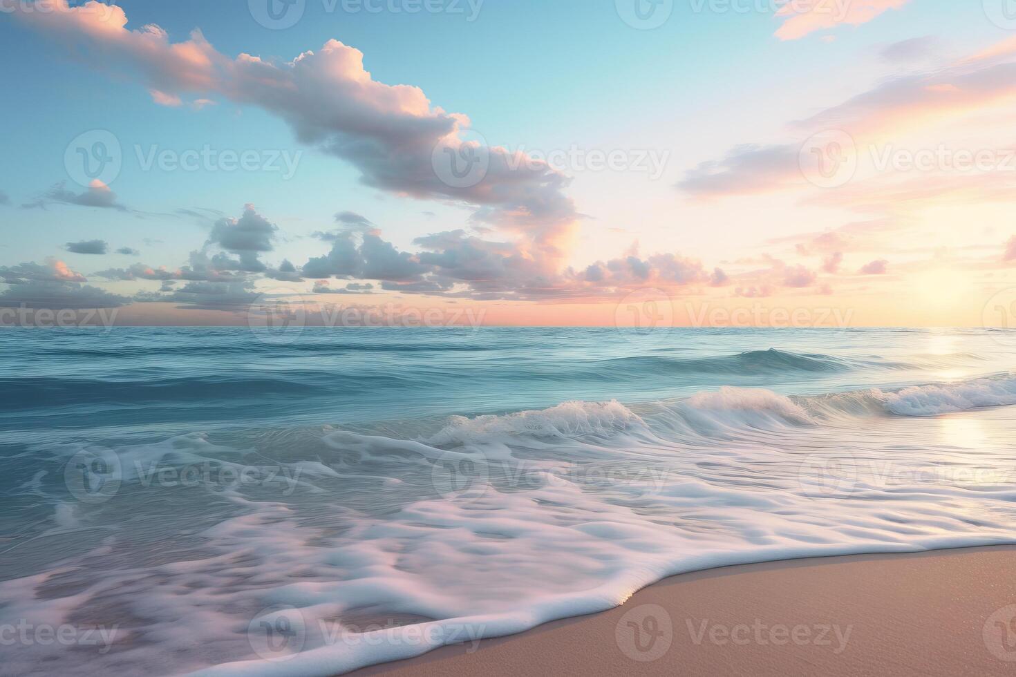 AI generated The calmness of a serene beach at dawn. Generative AI photo
