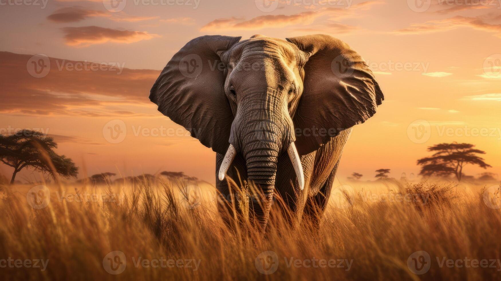 AI generated An elephant standing in a field of tall grass. Generative AI photo