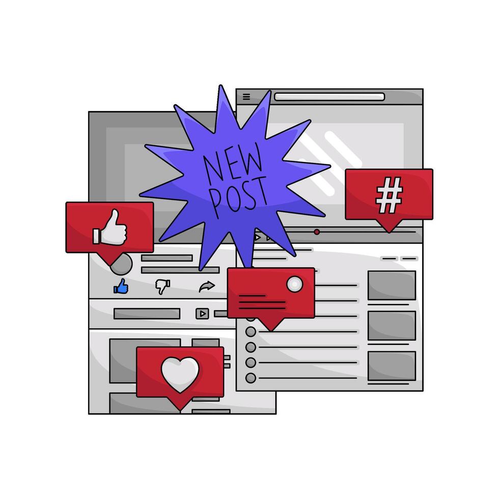 Illustration of social media feed vector