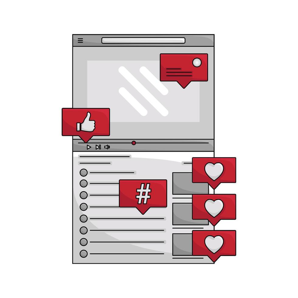 Illustration of social media feed vector