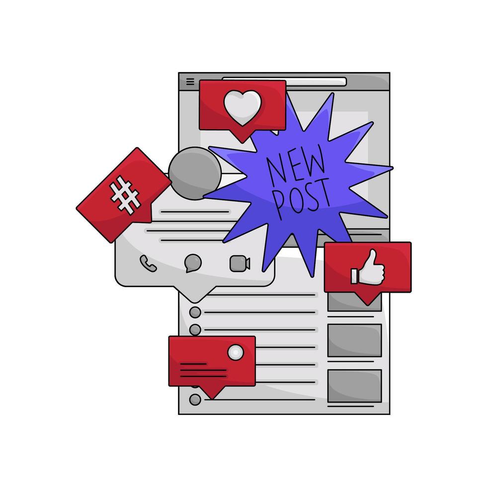 Illustration of social media feed vector