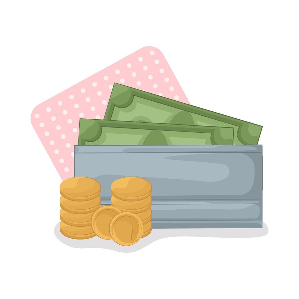 Illustration of women wallet with money vector