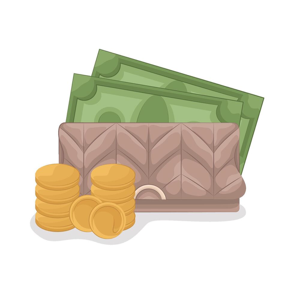 Illustration of women wallet with money vector