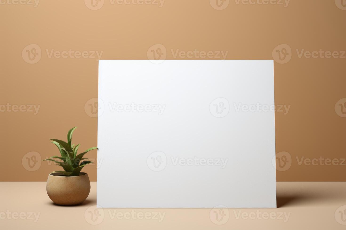 AI generated Minimalist white box with a vibrant green plant inside. Generative AI photo