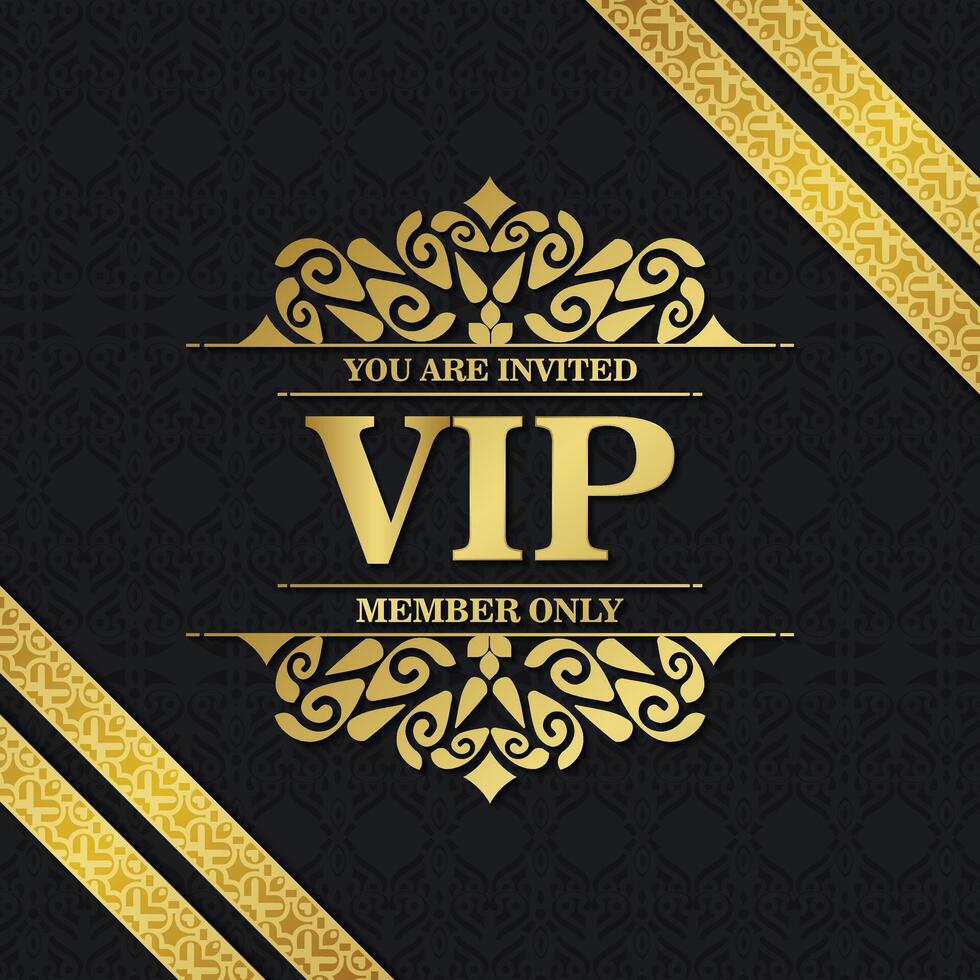 luxury dark vip card in ornament texture vector