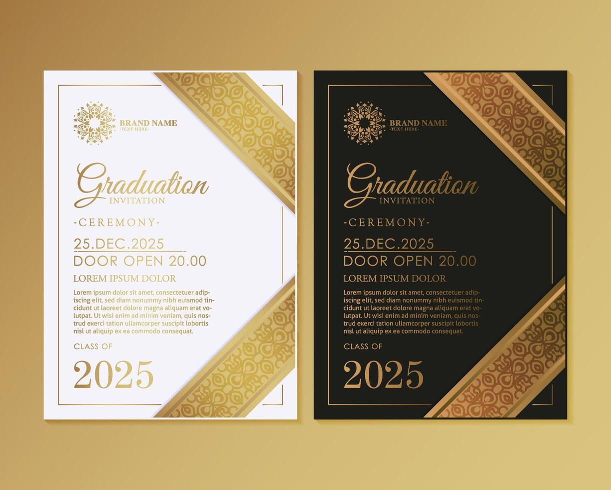 Elegant graduation invitation template with ornament vector