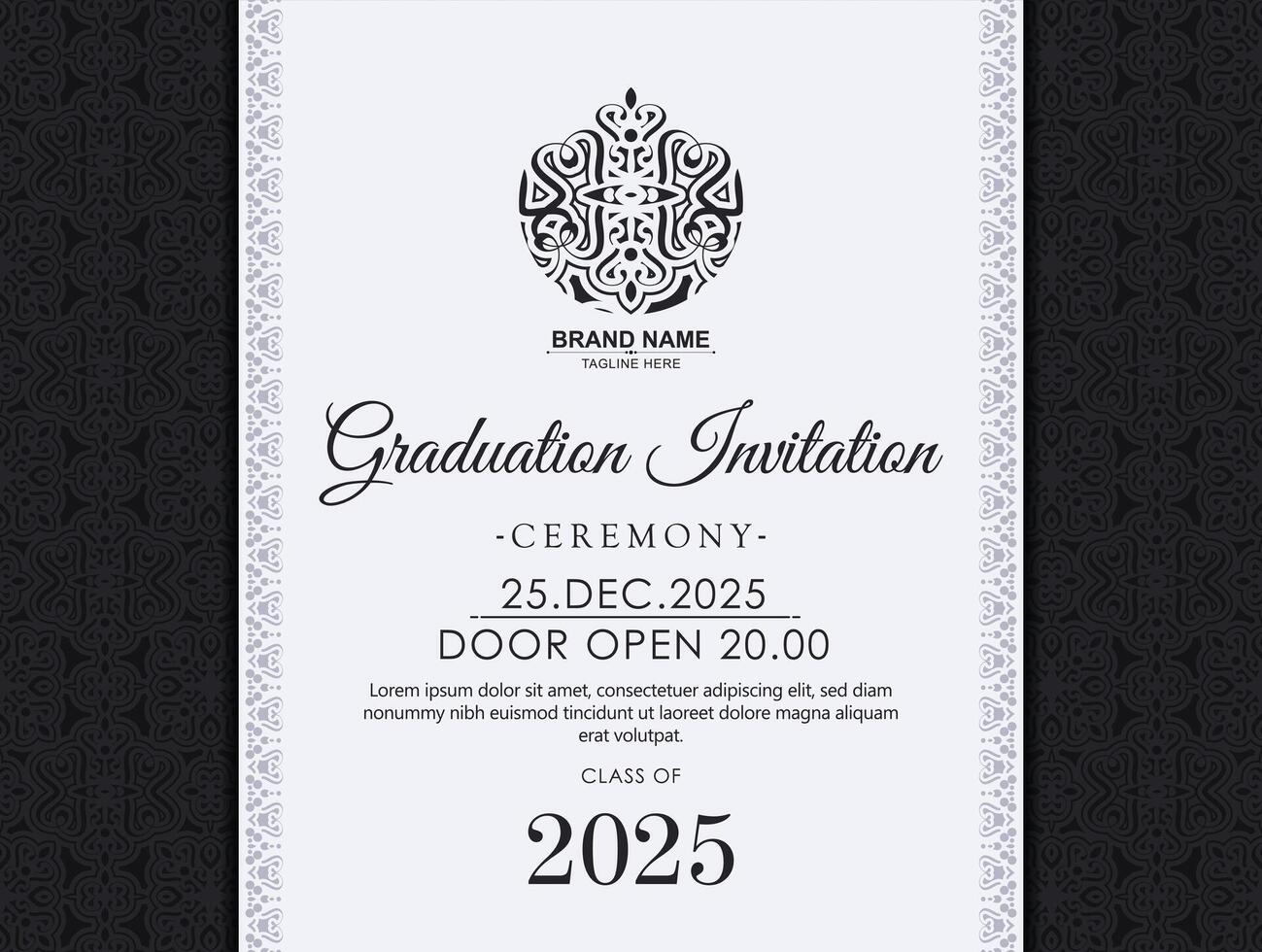 invitación de graduación con plantilla de adorno vector