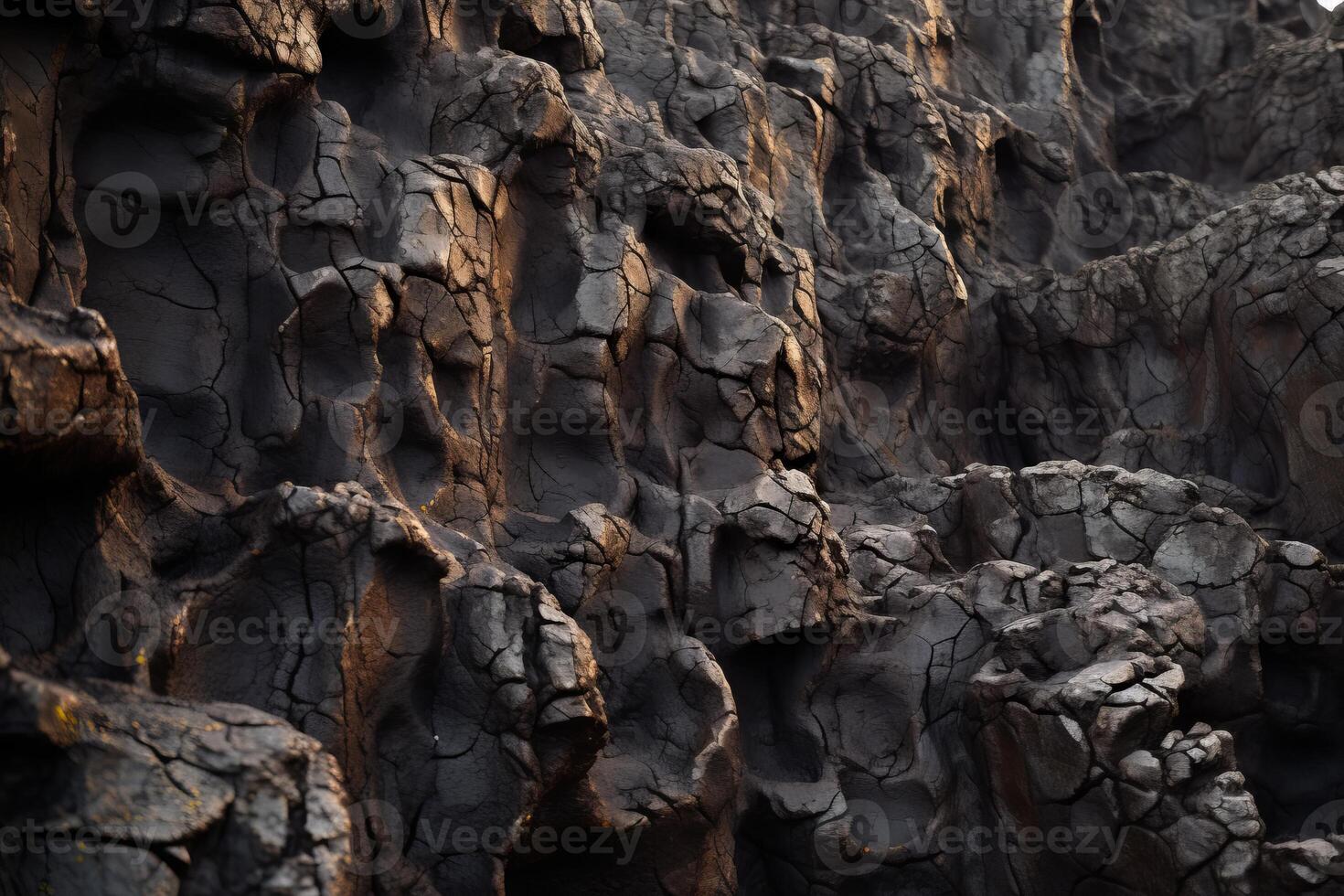AI generated Close up of volcanic rock formations. Generative AI photo
