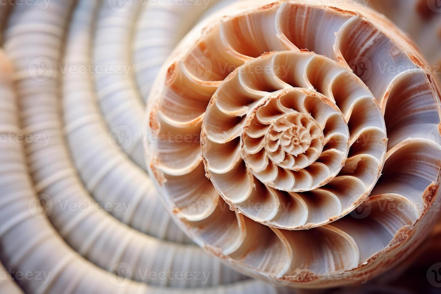 AI generated The fine details of a seashell's spiral. Generative AI photo