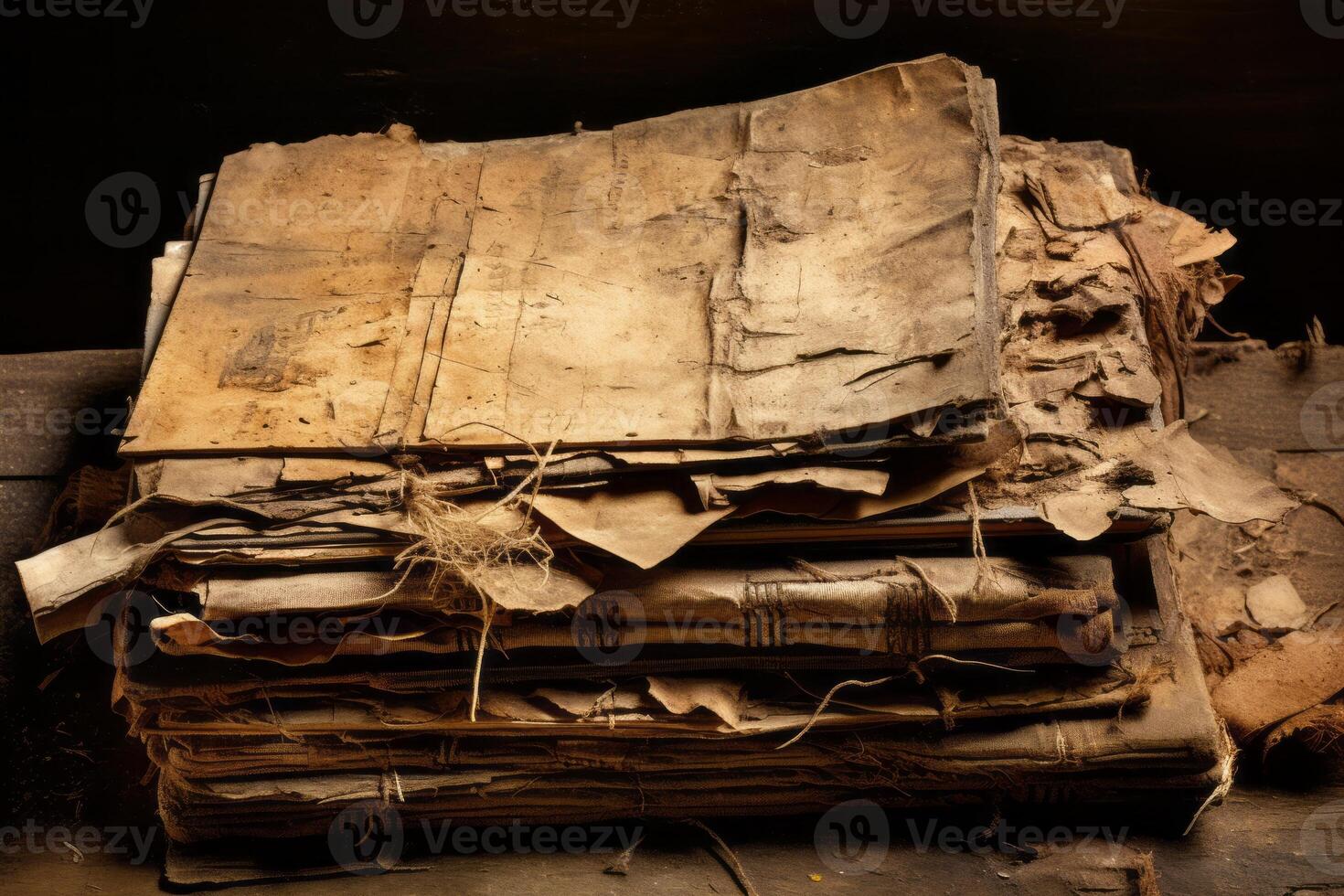AI generated A weathered antique ledger with handwritten entries. Generative AI photo