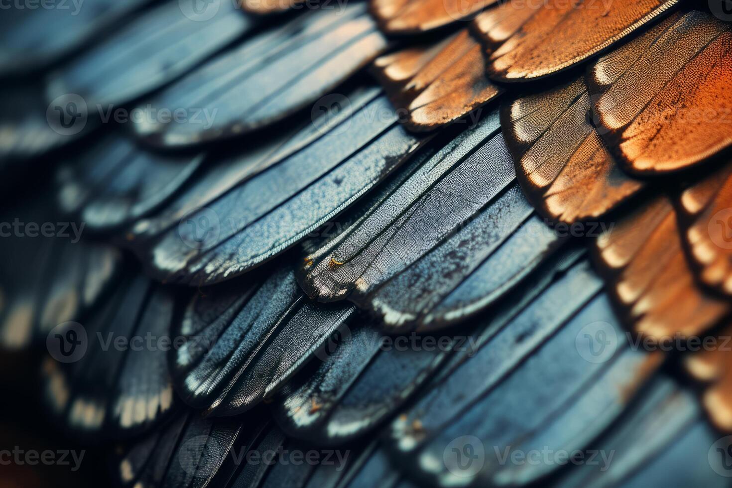 AI generated A detailed shot of a butterfly's intricate wing scales. Generative AI photo
