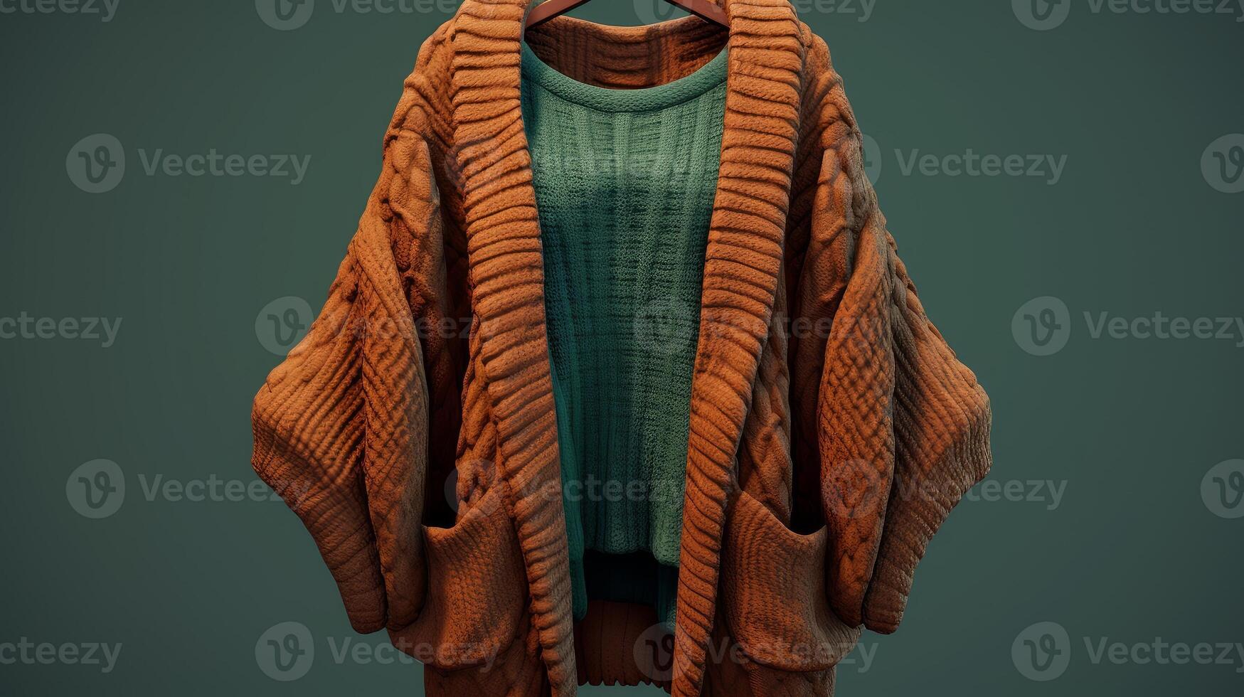 AI generated A knitted cardigan in a trendy oversized style. Generative AI photo