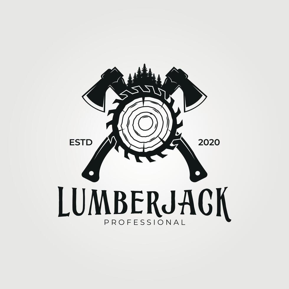 carpentry, woodworking, sawmill logo icon vintage vector illustration design, monochrome graphic art