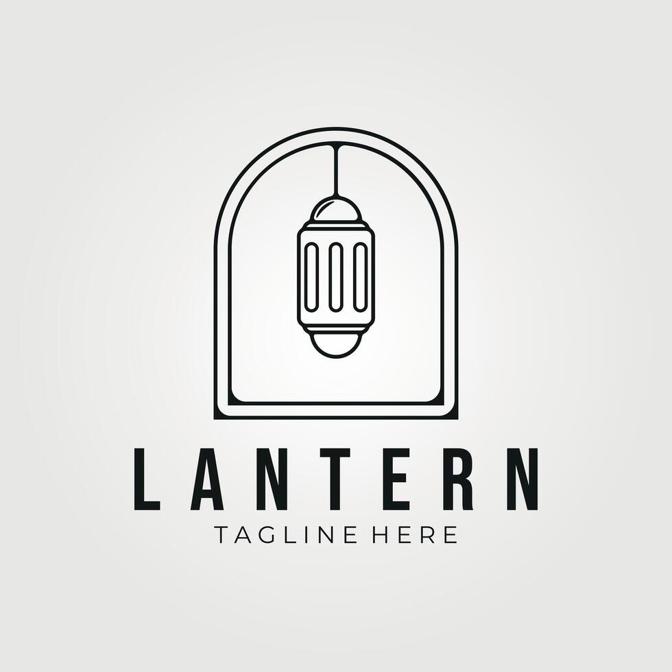 lantern line art logo vector vintage illustration design, icon sign and symbol