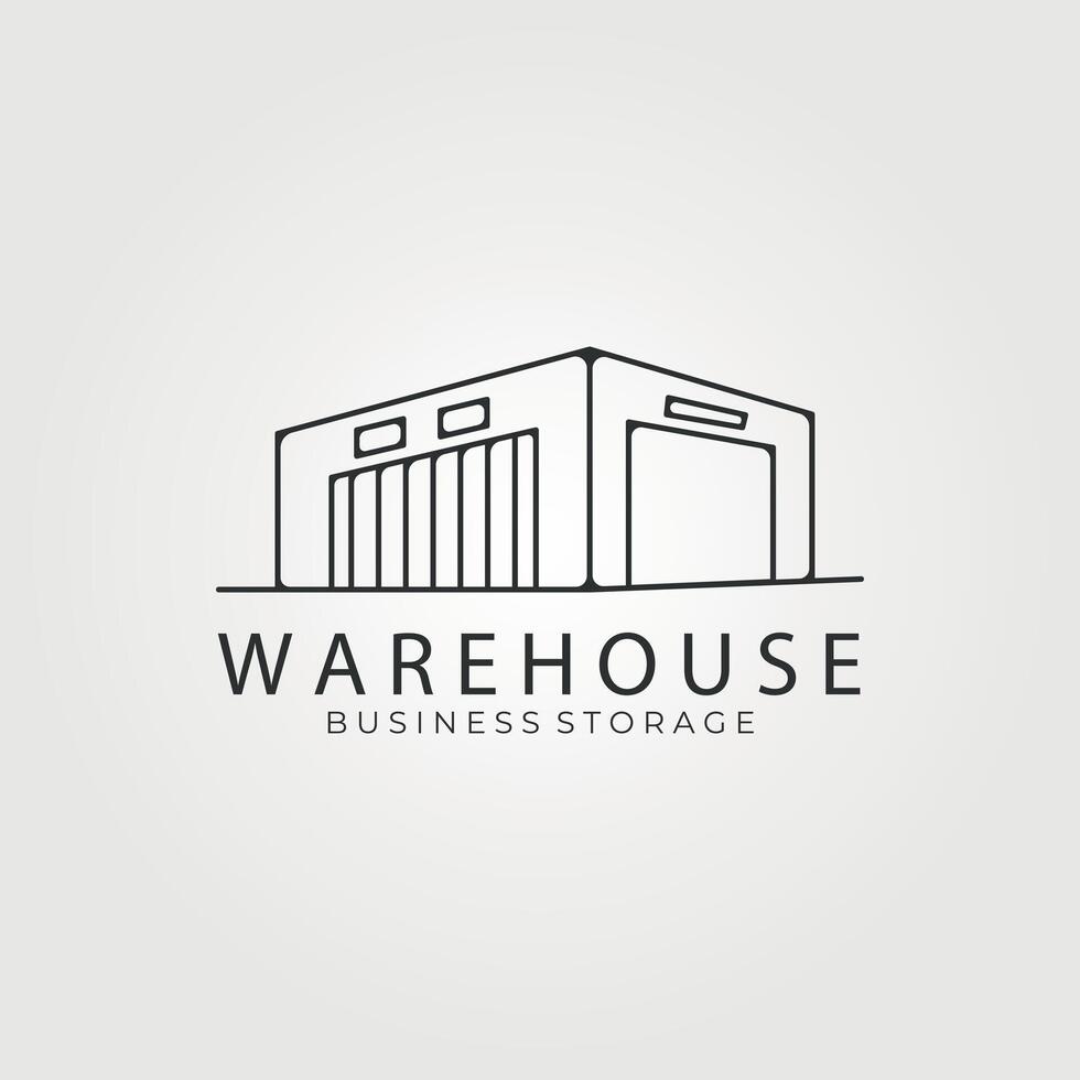 warehouse line art logo vector vintage illustration design