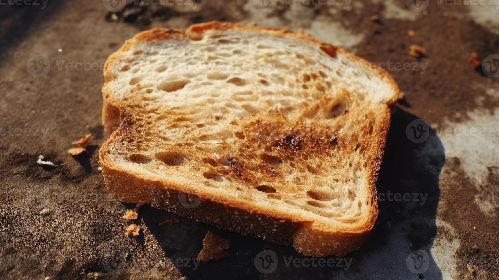 AI generated A close-up shot of a single slice of bread. Generative AI photo