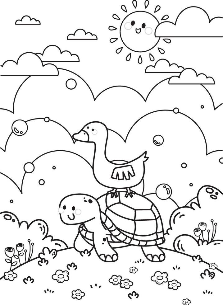 flat design vector cute animal coloring worksheet for kids school activity