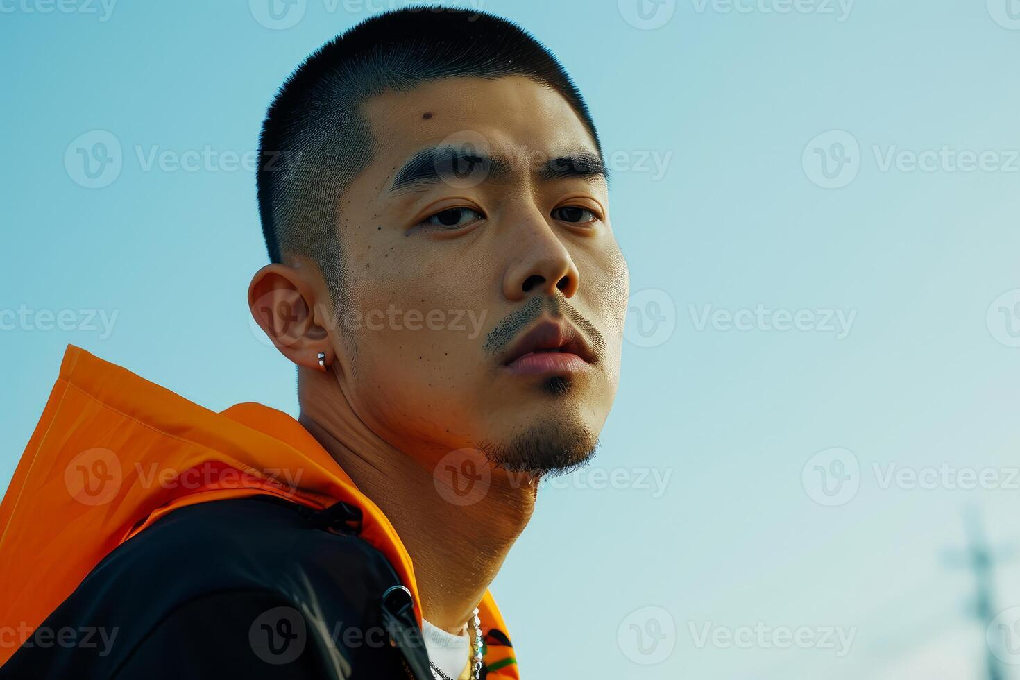 AI generated Vibrant Asian male hip hop style. Generate ai photo