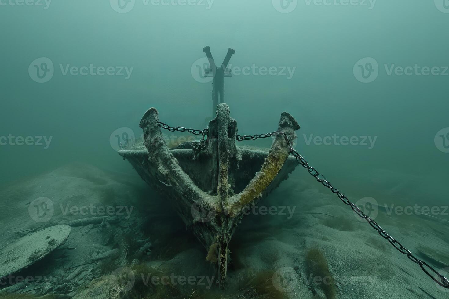 AI generated Heavy Anchor bottom sea . Generate Ai photo