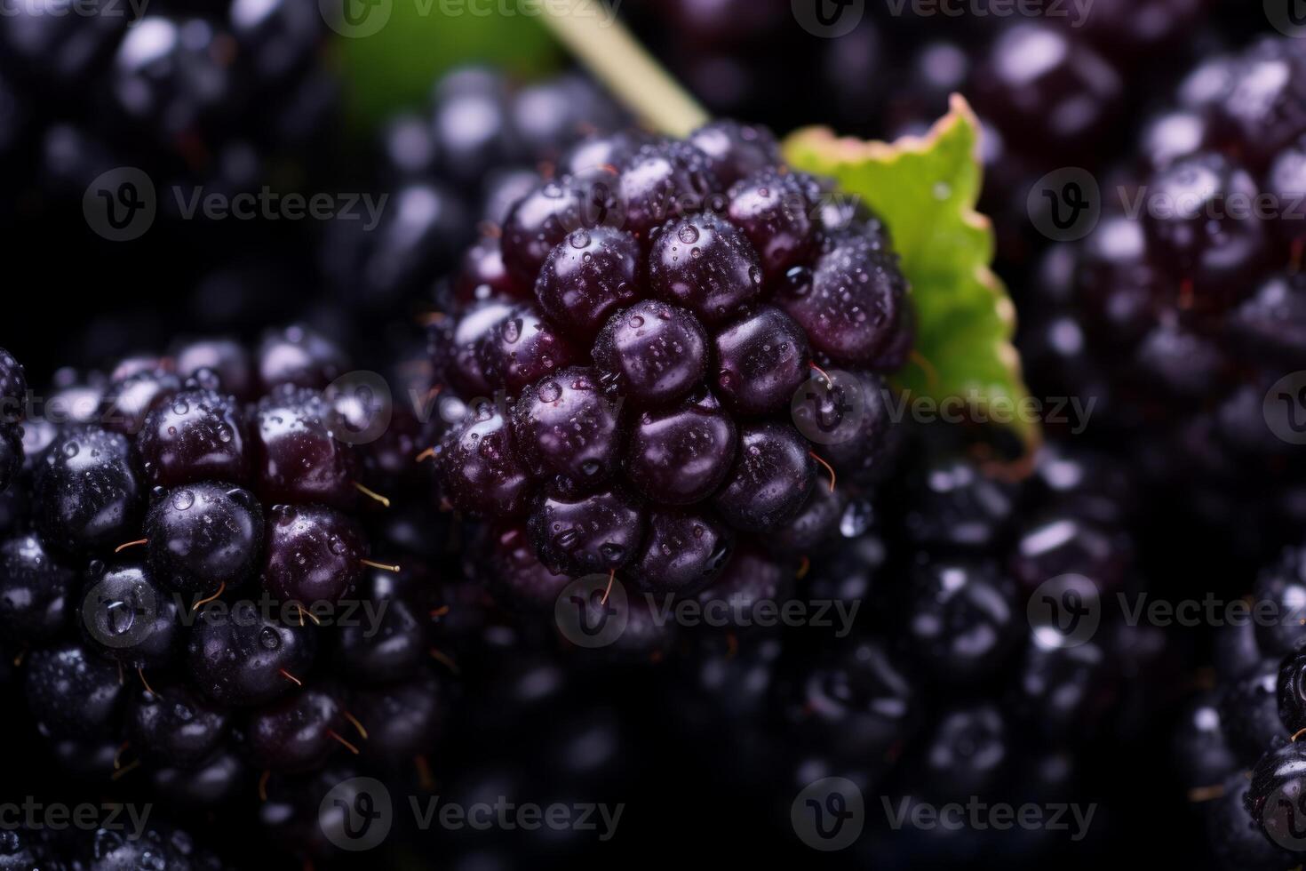 AI generated A close-up of succulent blackberries. Generative AI photo