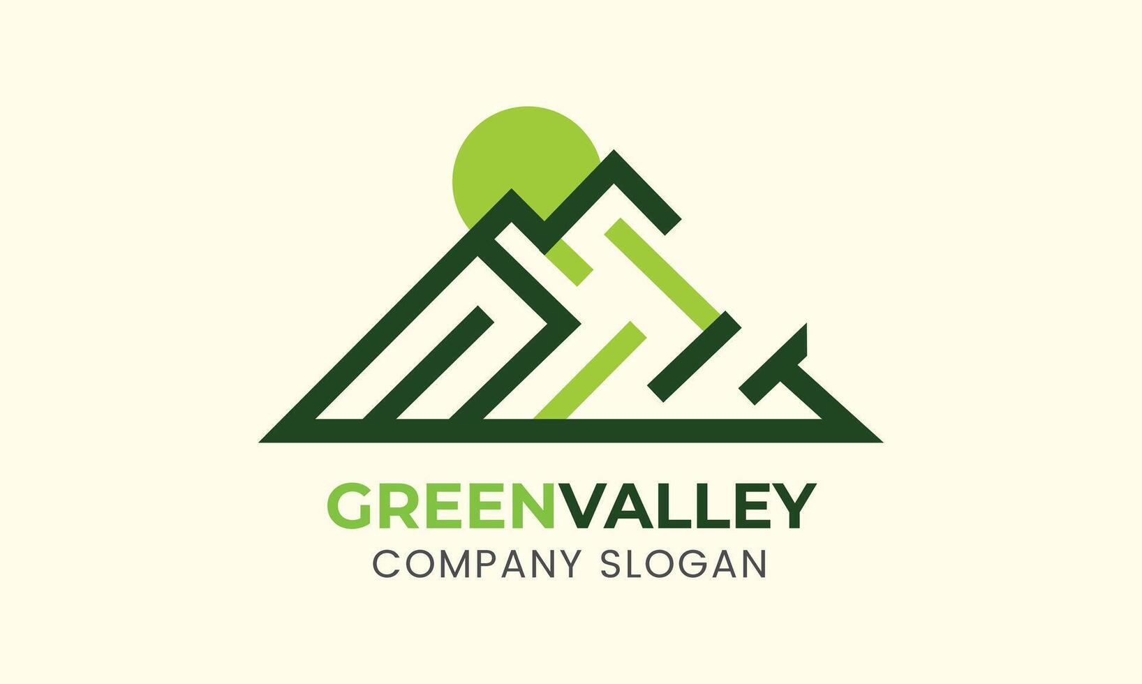 AI generated Green valley green nature house minimalist logo icon symbol template vector