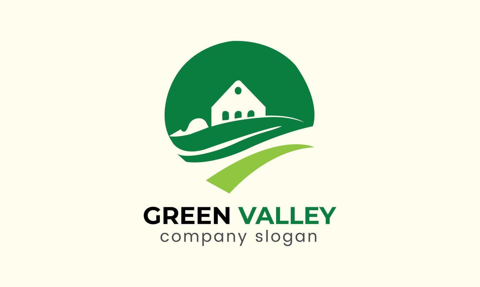 AI generated Green valley green nature house minimalist logo icon symbol template vector