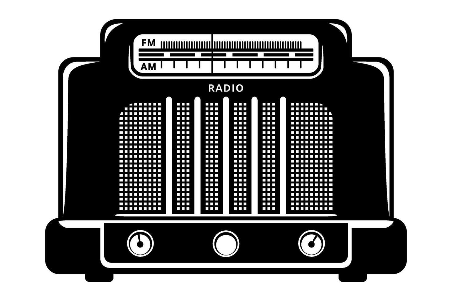 Silhouette of Vintage Radio Receiver. Vector clipart isolated on white.