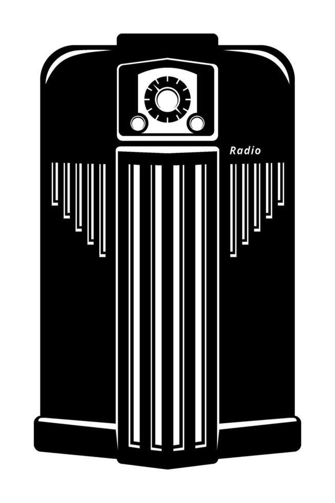 antiguo radio receptor silueta. vector clipart aislado en blanco.