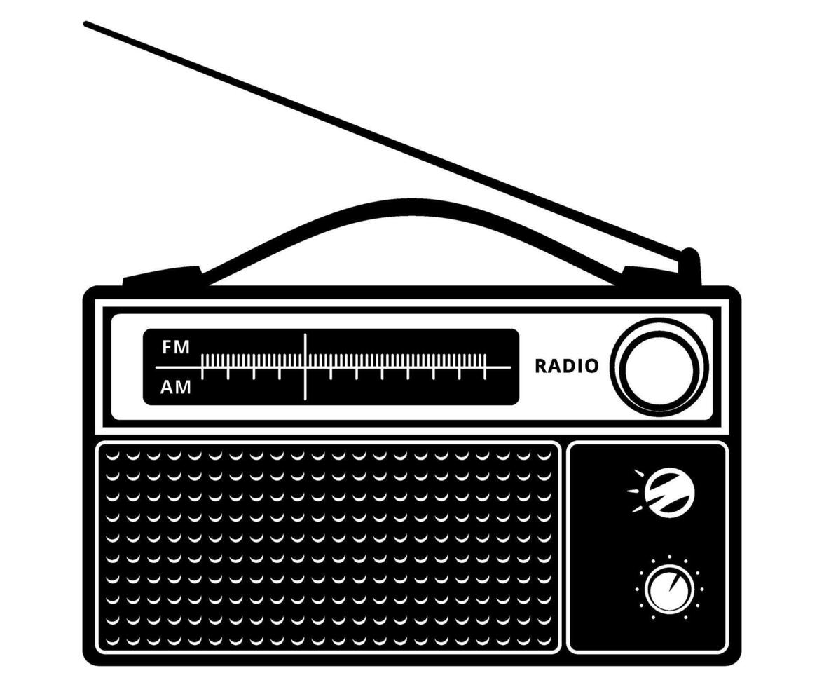 Retro Portable Radio. Vector clipart isolated on white.
