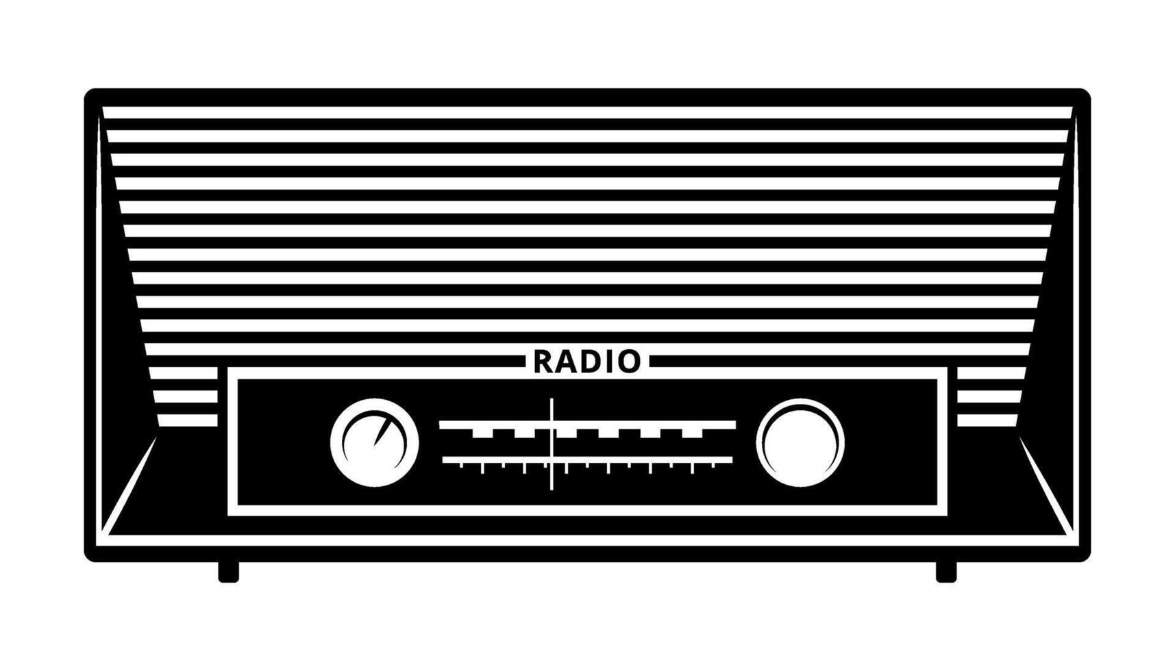 Retro Radio Receiver Silhouette. Vector clipart isolated on white.