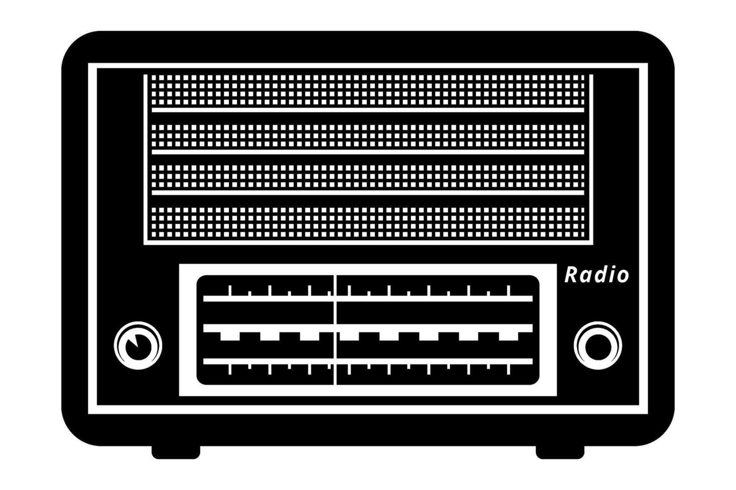 Clásico radio sintonizador silueta. vector clipart aislado en blanco.