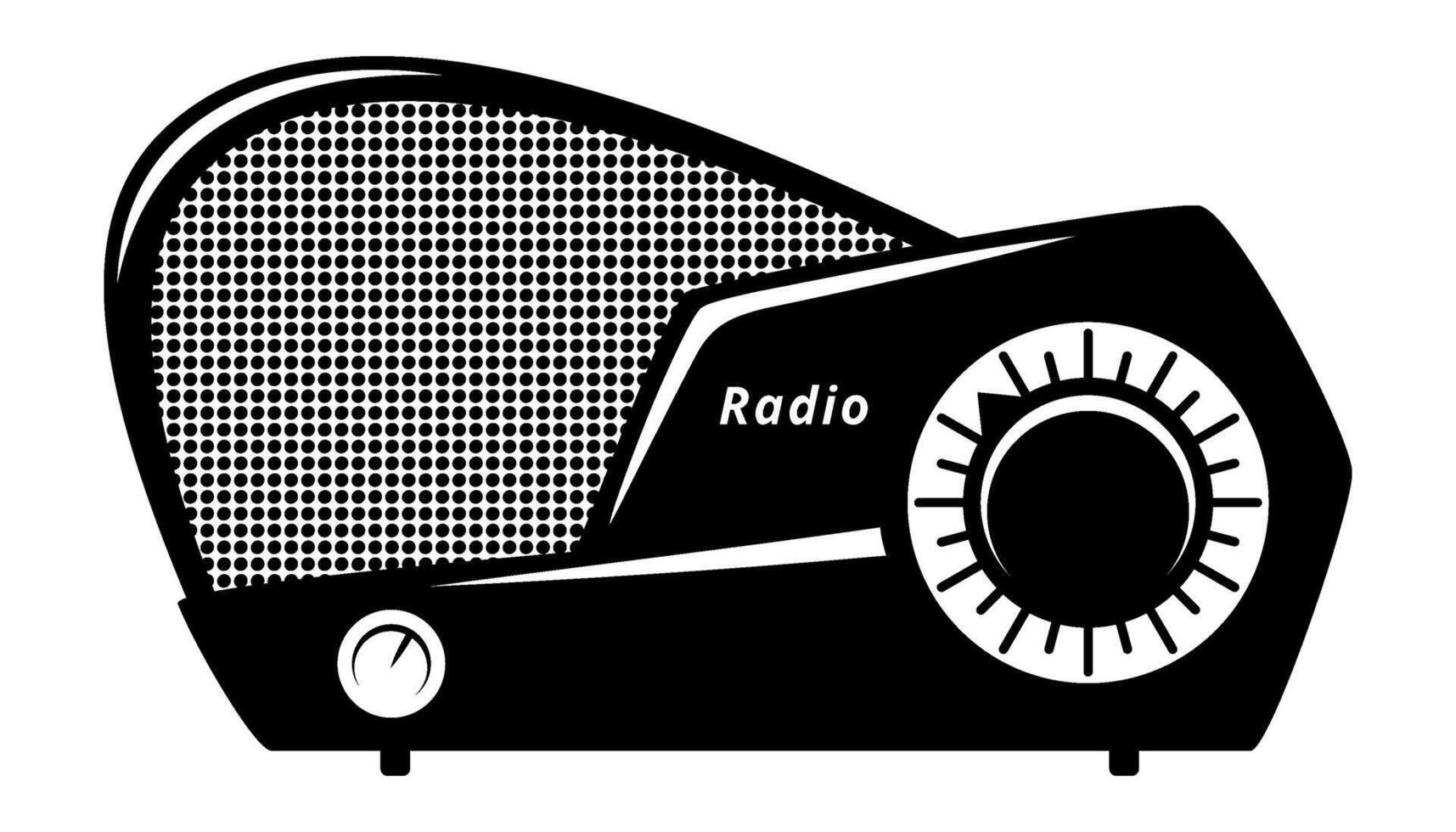 Silhouette of Retro Radio Receiver. Vector clipart isolated on white.