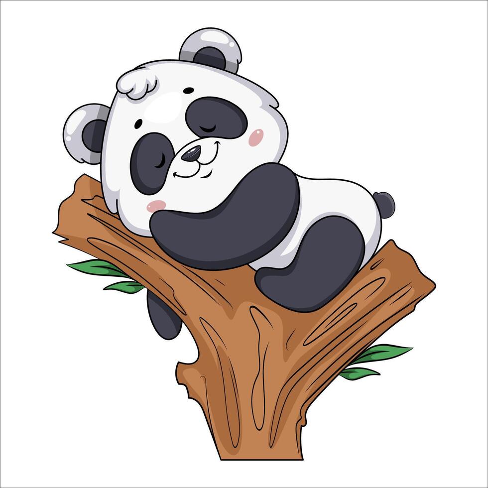 Cute panda. Funny cartoon character vector