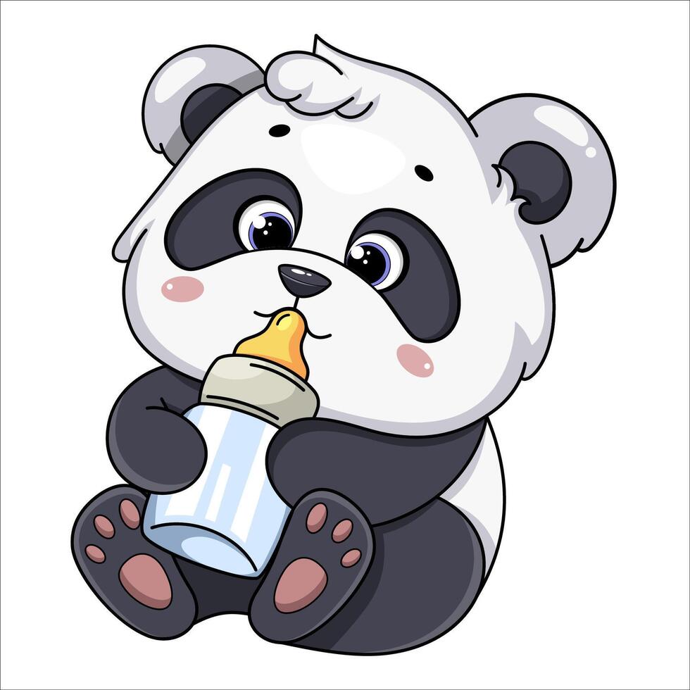 Cute panda. Funny cartoon character vector