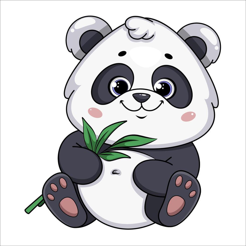 Cute panda. Funny cartoon character vector