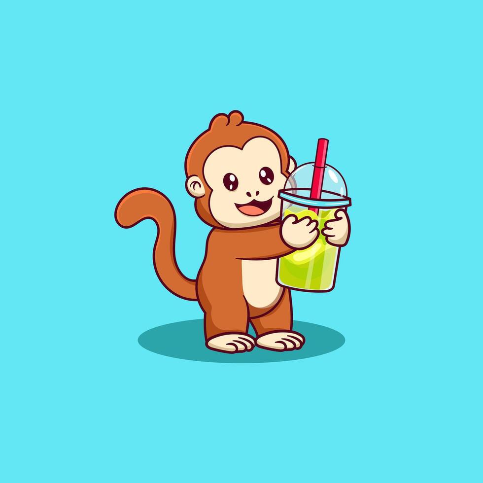 Free vector cute monkey holding juice 41899053 Vector Art at Vecteezy