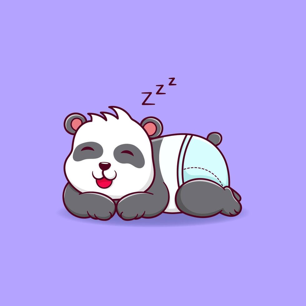 cute baby panda is sleeping vector