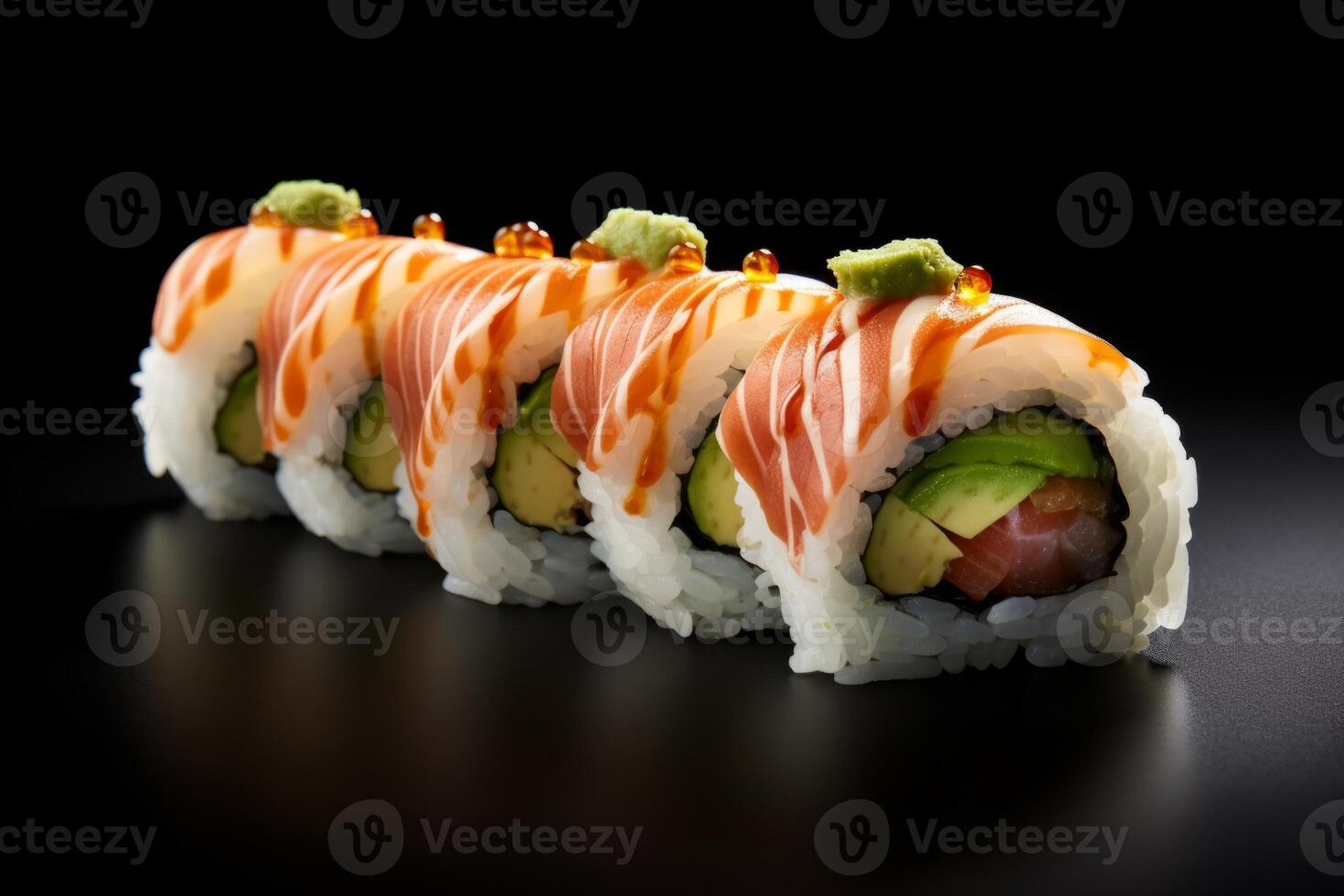 AI generated A sushi roll designed with creative flair. Generative AI photo