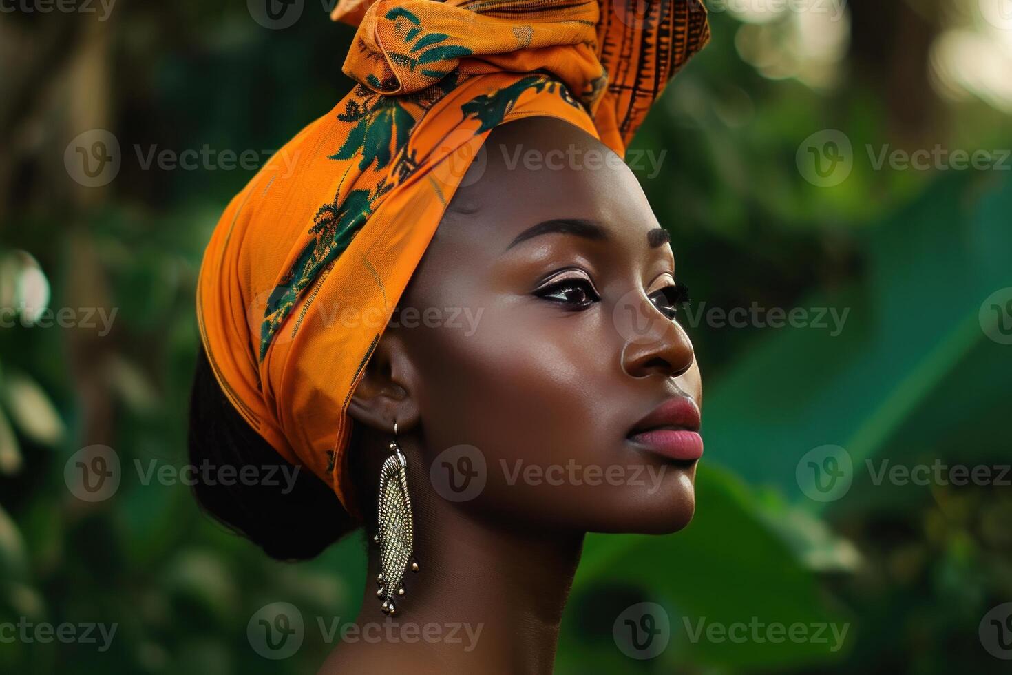AI generated Colorful African woman towel. Generate Ai photo