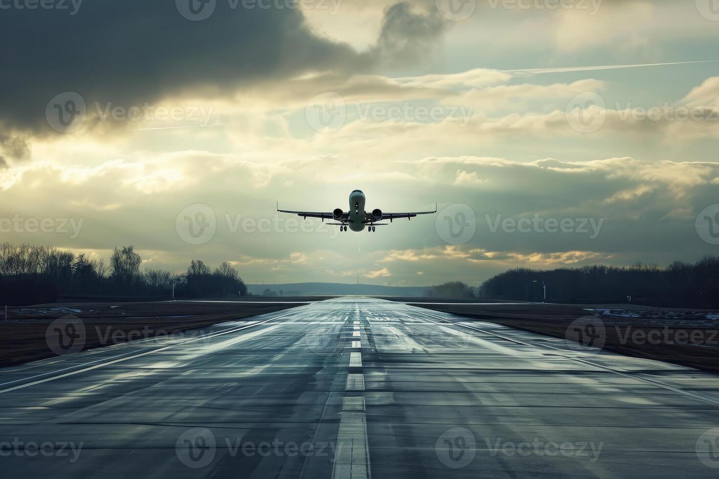 AI generated Busy Airport road fly. Generate Ai photo