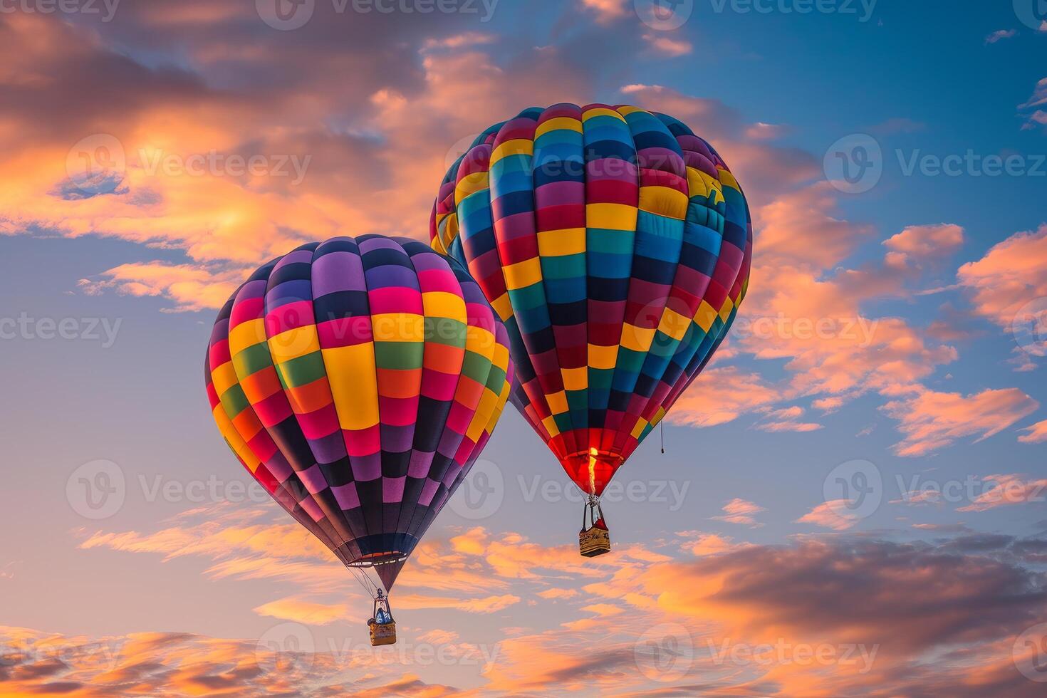 AI generated Colorful Air balloons fly. Generate Ai photo