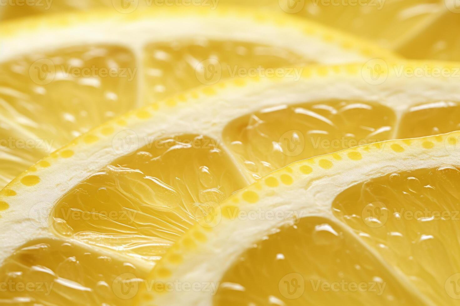 AI generated A macro shot of a sliced lemon with textured skin. Generative AI photo