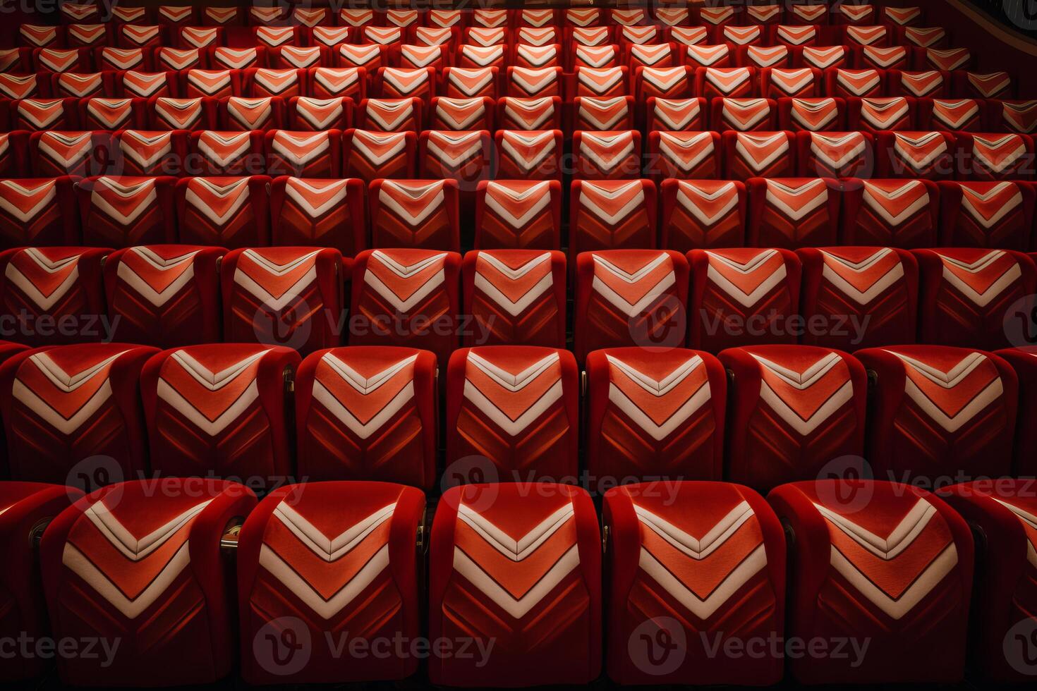 AI generated Cinema seats in a symmetrical pattern. Generative AI photo