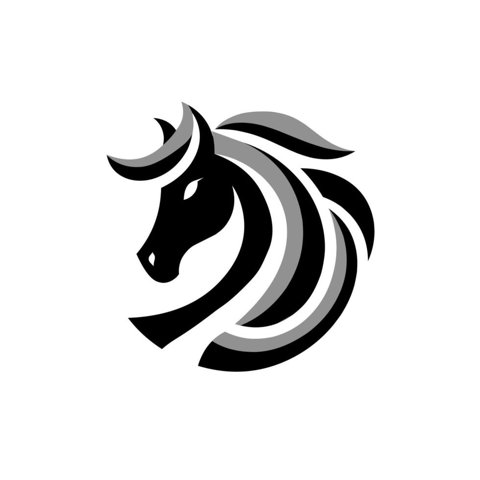Horse logo Vector design inspiration, Monochrome emblem of horse head isolated on white, Silhouette vector illustration, perfect for animal farm or community emblem,