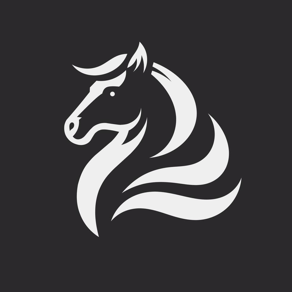 Horse logo Vector design inspiration, Monochrome emblem of horse head isolated on white, Silhouette vector illustration, perfect for animal farm or community emblem,